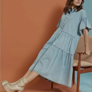 GENOA DENIM MIDI DRESS - Ice Blue